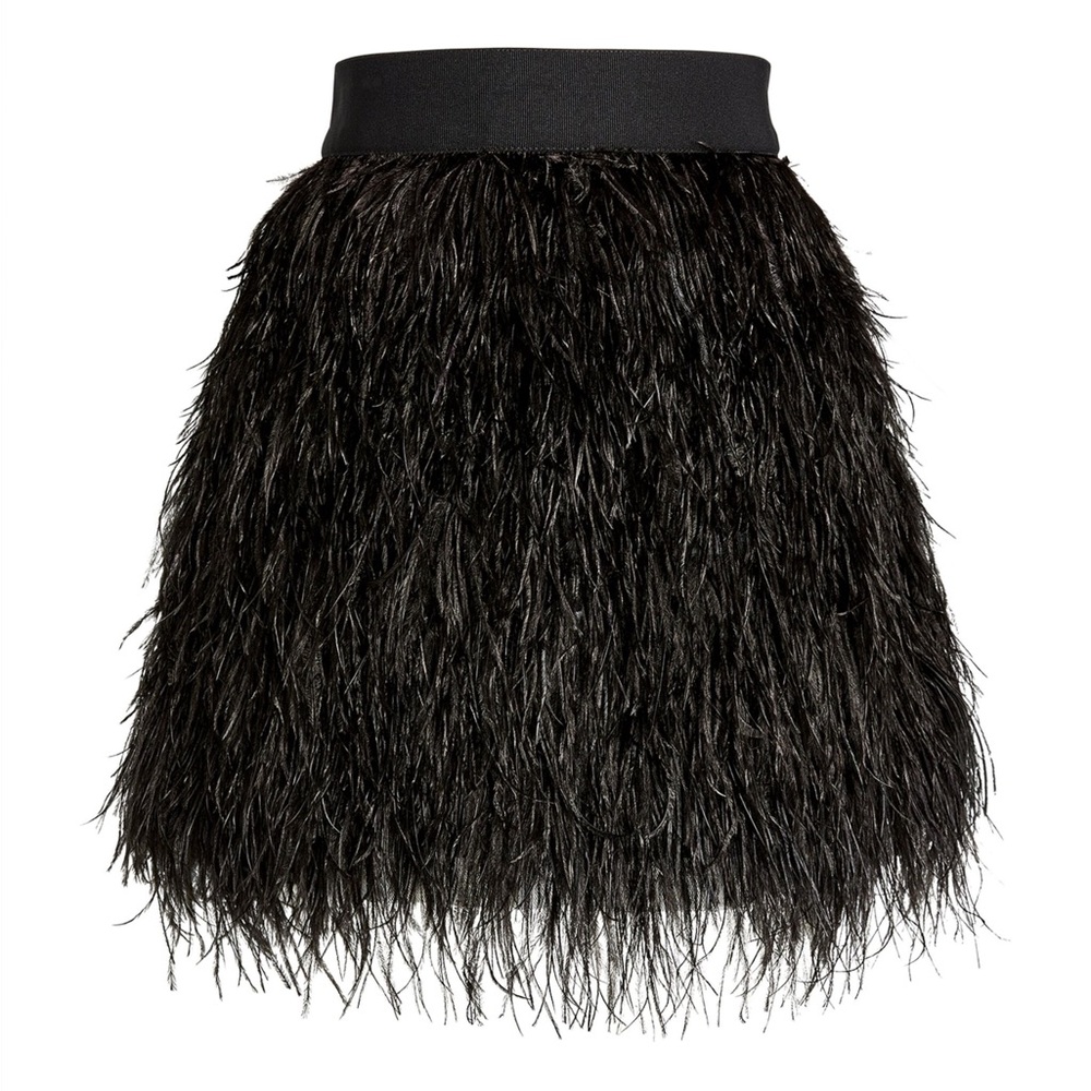New! ALICE + OLIVIA Cina Ostrich Feather Mini Skirt